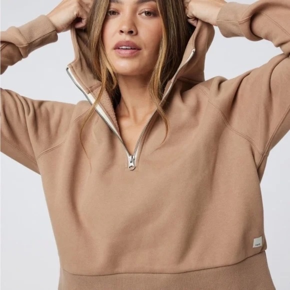 Vuori Women’s Restore half zip hoodie sweatshirt Tan S - Picture 2 of 7
